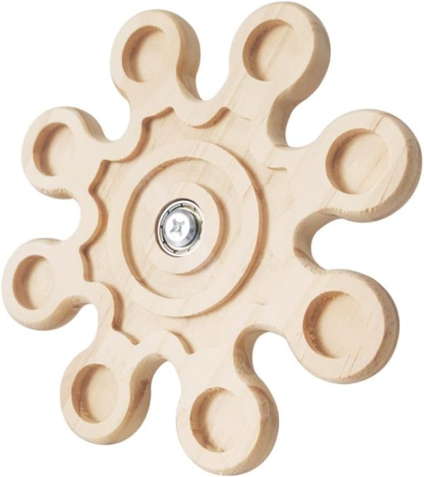 Totoro, Grinding Teeth, Gnawing Toy, Rabbit Gnawing Small Wooden Chips, Turntable, Rotating Windmill to Relieve Boredom, Solid Wood Snowflake Toy, Diameter 16cm