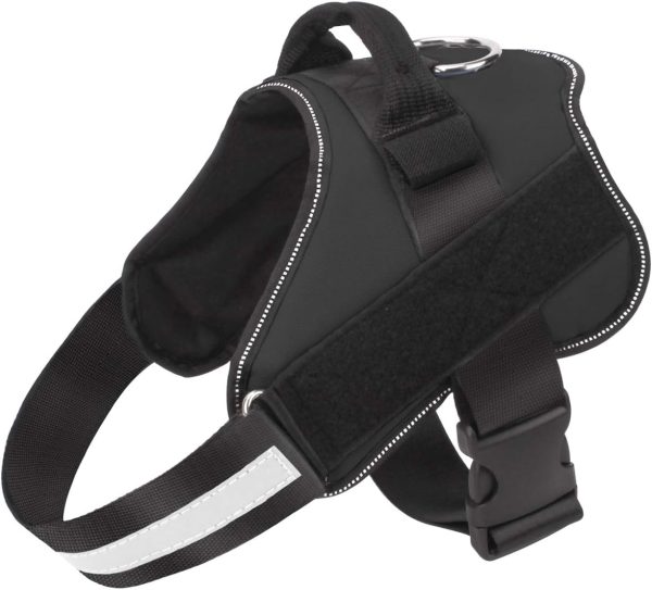Dog Harness, No-Pull Reflective Dog Vest, Breathable Adjustable Pet Harness with Handle for Outdoor Walking - No More Pulling, Tugging or Choking (Black, S)
