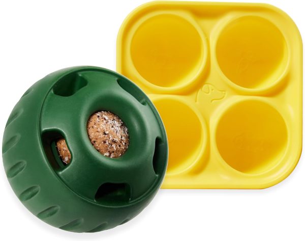 and Treat Tray - Long-Lasting Interactive Dog Ball Toy and Silicone Dog Treat Mold - Keep Your Pup Busy - Easy to Clean - Toys for Medium and Large Dogs 25-75 lbs
